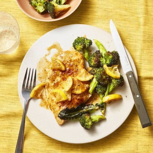 Pan-Fried Chicken With Lemony Roasted Broccoli